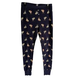 OLD NAVY Navy Blue Holiday Pugs‎ Thermal Ladies Pajama Bottoms, M